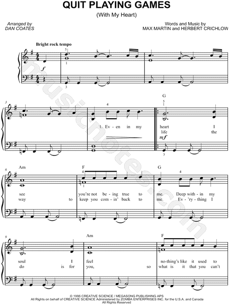 Quit Playing Games (with My Heart) by The Backstreet Boys - Choir - Digital  Sheet Music