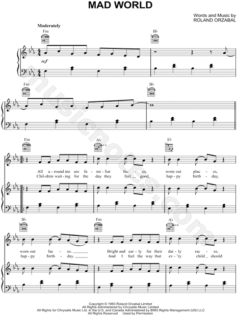 Mad World by Adam Lambert (this does not belong to me) #music #madworld  #sheetmusic