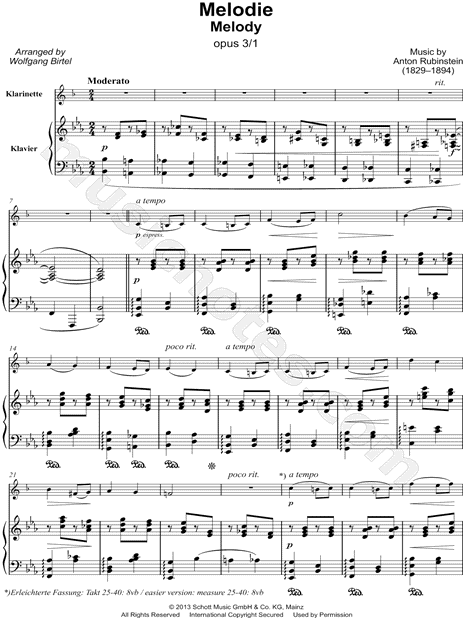 Melody in F, Op. 3, No. 1 – Anton Rubinstein Sheet music for Piano (Solo)