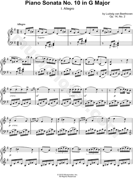 Piano Sonata No. 10 in G Major. Op. 14, No. 2: I. Allegro