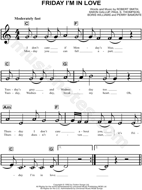 The cure - Friday, I´m in love. Letra de Música e atividade Pedagógica