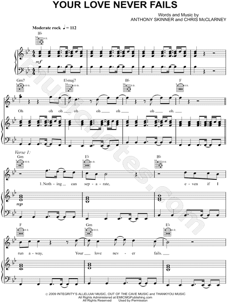 Sheet Music - Pender's Music Co.. Your Love Never Fails