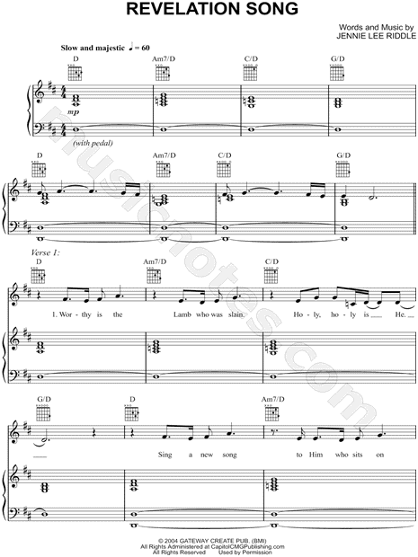 Revelation Song Sheet Music; Transposable Sheet Music - Download & Print