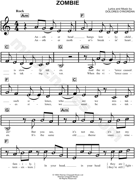 Zombie Sheet Music, The Cranberries