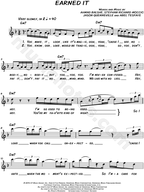 The Weeknd - Earned It Sheet music for Piano (Solo)