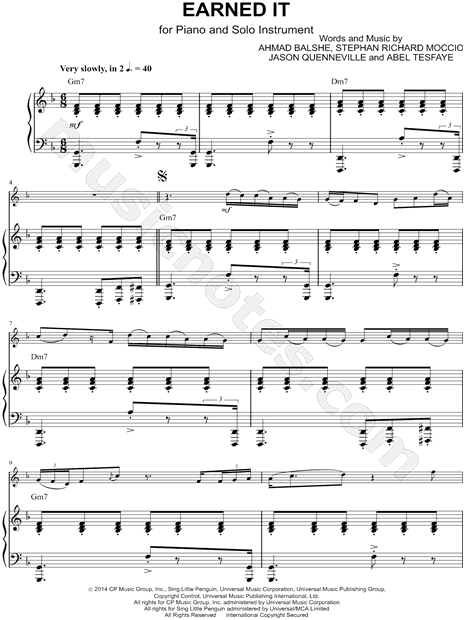 Earned It (Fifty Shades of Grey) Sheet Music - 17 Arrangements Available  Instantly - Musicnotes