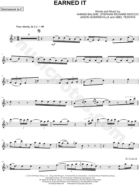 Earned It (Fifty Shades Of Grey) Sheet Music | The Weeknd | E-Z Play Today