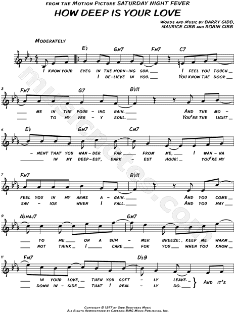 Песни how deep is your. How Deep is your Love Ноты. How Deep is your Love Bee Gees Ноты. How Deep your Love Ноты. Песня how Deep is your Love.