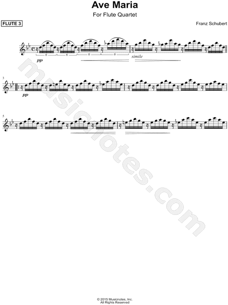 Ave Maria, D. 839, Op. 52, No. 6 - Flute 3 (Flute Quartet)