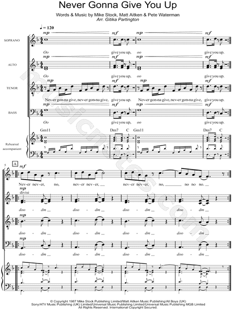 Never Gonna Give You Up Sheet music for Piano (Solo)