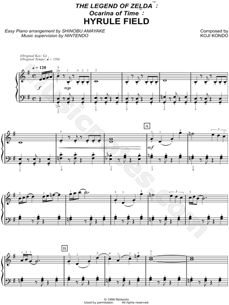 Title Theme (The Legend of Zelda: Ocarina of Time) Sheet music for Piano  (Solo) Easy