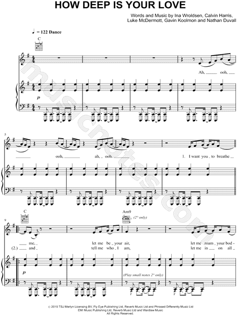 How Deep Is Your Love Sheet Music, Take That