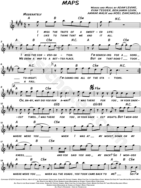 Maps Maroon 5 Chords Piano