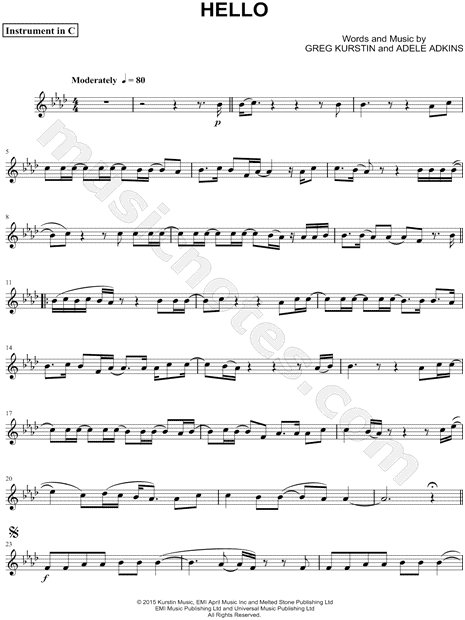 Adele - Hello violin sheet music  Violin sheet music, Free violin sheet  music, Violin music