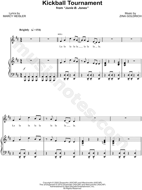 Kickball Tournament from 'Junie B. Jones' Sheet Music in D Major