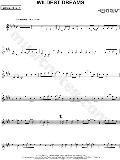 Wildest Dreams - Eb Instrument