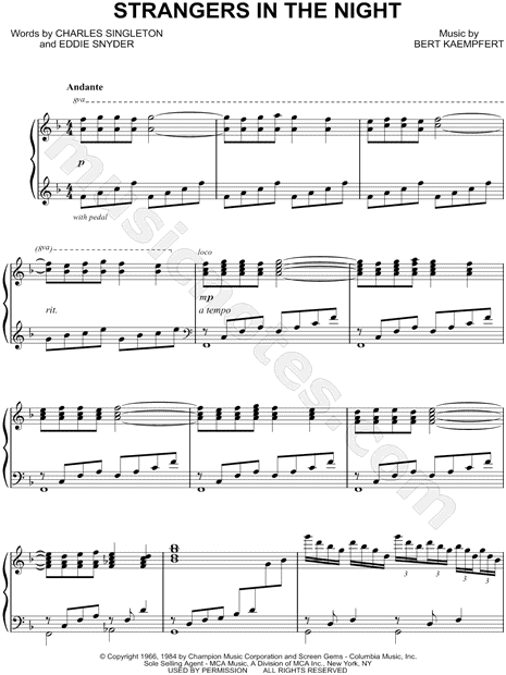 Strangers In The Night  Sheet music, Violin sheet music, Music