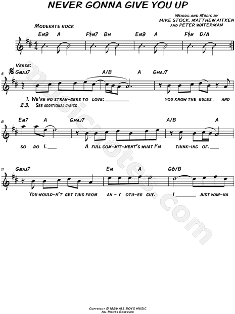 Never Gonna Give You Up Sheet music for Piano (Solo)