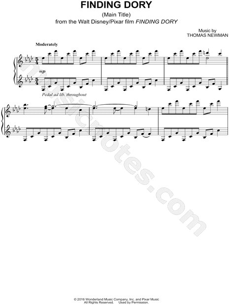 Hide And Seek (from Finding Dory) sheet music for piano solo