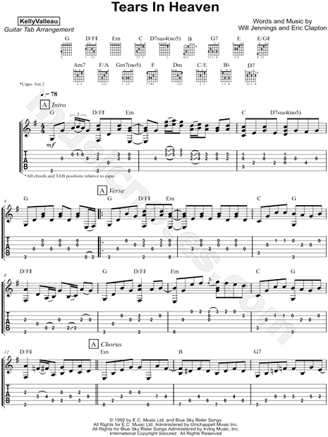 Tears In Heaven Sheet Music | Eric Clapton | Solo Guitar