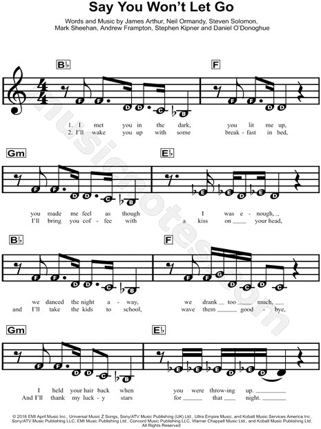 Say You Won't Let Go - James Arthur Sheet music for Piano (Solo)