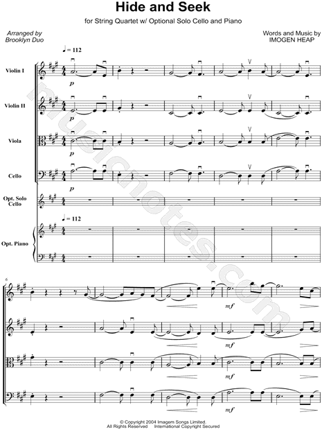 Imogen Heap: Hide And Seek sheet music for piano solo (PDF)