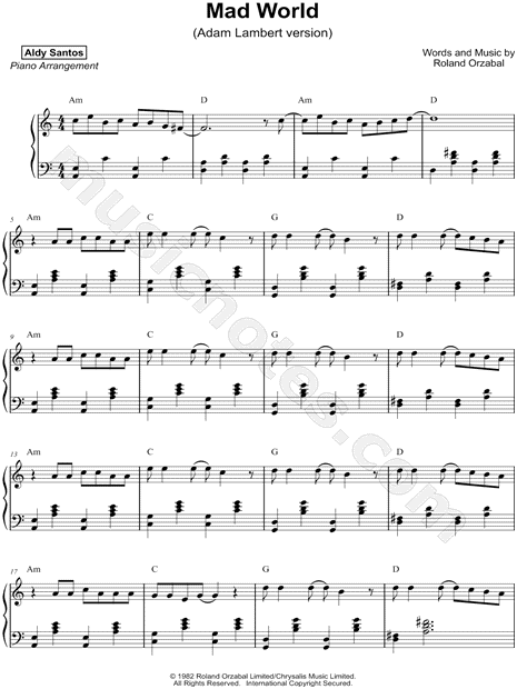 Madworld Piano Sheet music for Piano (Solo) Easy