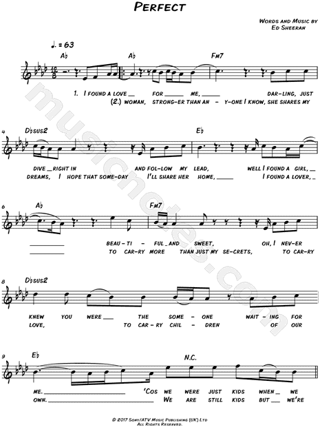 PERFECT - Ed Sheeran (Impressão), PDF, Música pop