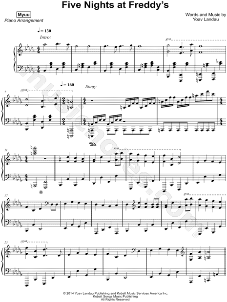 Play Five Nights at Freddy's Music Sheet