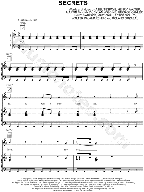 The Weeknd Sacrifice Sheet Music in B Minor (transposable) - Download &  Print - SKU: MN0251809