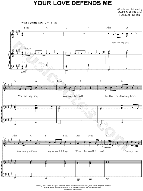 Your Love Defends Me sheet music for voice, piano or guitar (PDF)