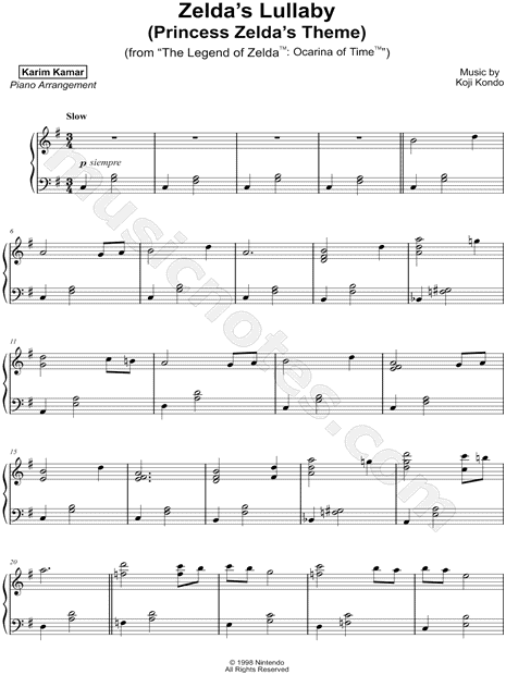 Zelda's Lullaby - Piano Sheet music for Piano (Solo)