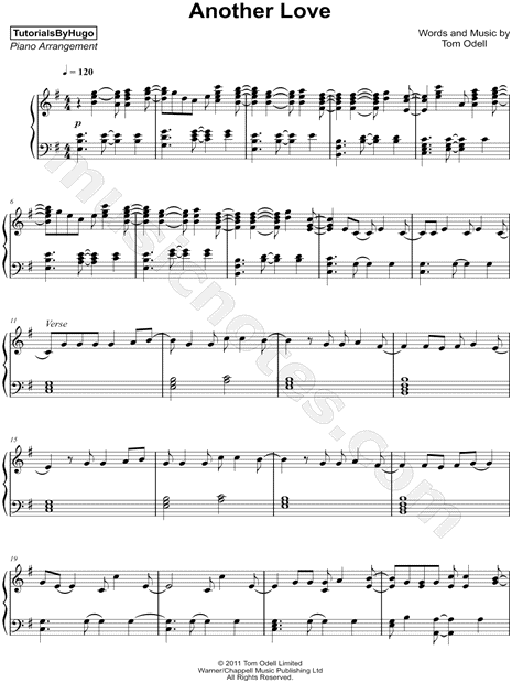 TutorialsByHugo Another Love Sheet Music (Piano Solo) in E Minor -  Download & Print - SKU: MN0177037