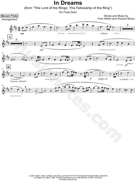 In Dreams From The Fellowship of the Ring - Download Sheet Music PDF