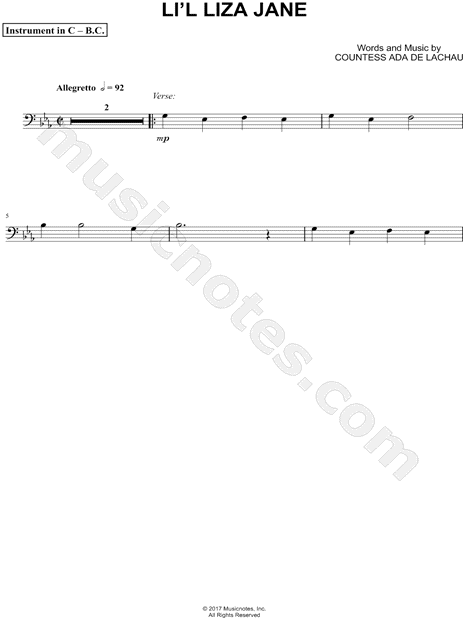 Li'l Liza Jane - Bass Clef Instrument