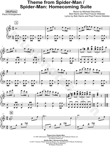 Spider Man Homecoming Main Theme - Spider Man Homecoming Sheet music for  Piano (Solo)