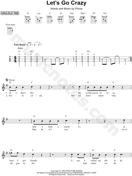 Let's Go Crazy - Guitar Chords/Lyrics