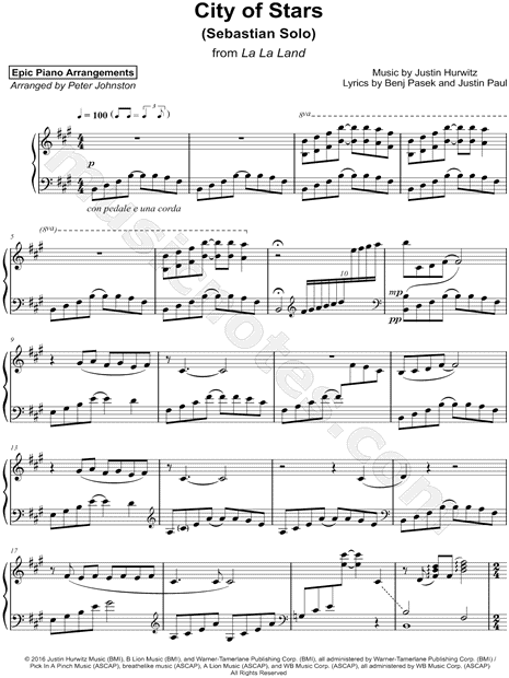 Epic Piano Arrangements City of Stars [Sebastian Solo] Sheet Music (Piano  Solo) in F# Minor - Download & Print - SKU: MN0182595