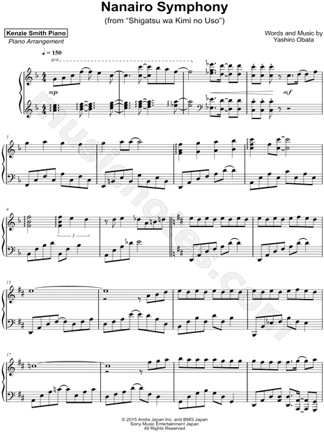 Shigatsu Wa Kimi No Uso ~ Piano Solo Sheet music for Piano (Solo