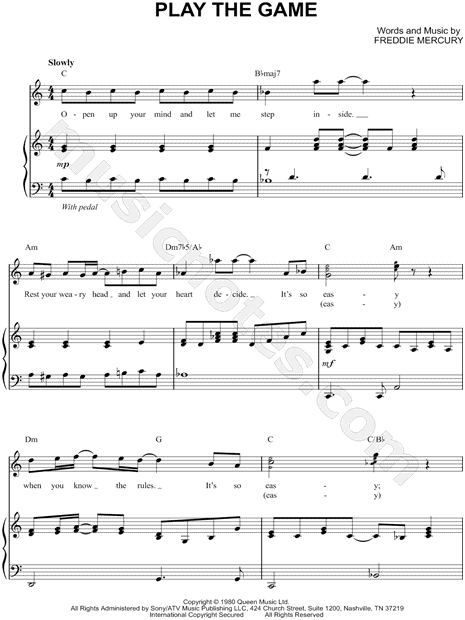 Queen Play the Game Sheet Music in C Major - Download & Print - SKU:  MN0065568