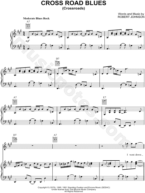 Cross Road Blues (Crossroads) sheet music (intermediate) for