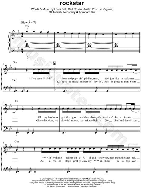 Rockstar Post Malone Sheet music for Piano (Solo)