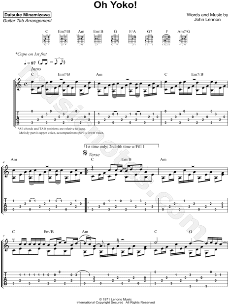 John Lennon - Woman (Solo Guitar) Sheets by Daisuke Minamizawa