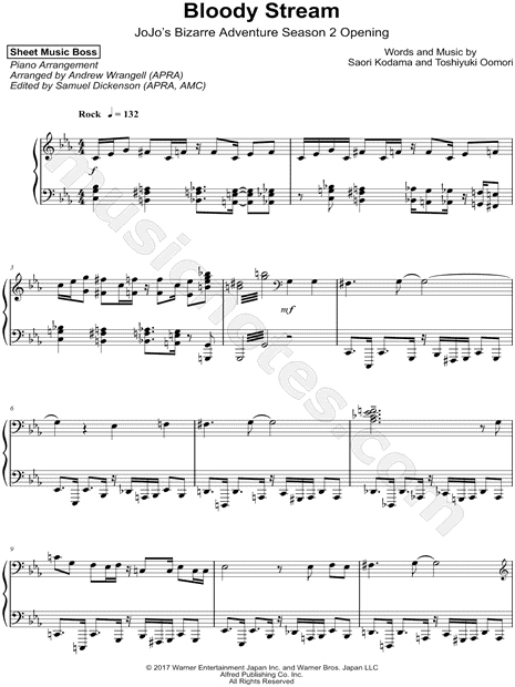 Jojo's Bizarre Adventure Opening 9 Sheet music for Flute (Solo)