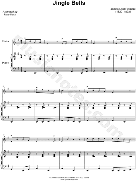 Jingle Bells For Easy Violin Open String with teacher part - Violin Solo -  Digital Sheet Music