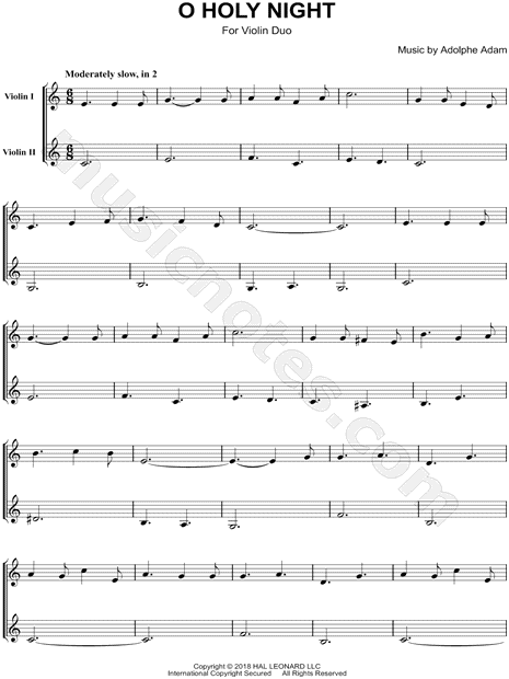 Oh Holy Night violin duet - : High quality ChristianLDS hymn  arrangement sheet music downloads