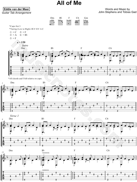 All Of Me - John Legend  Fingerstyle Guitar Tab 