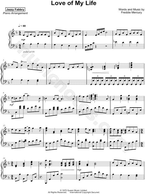 Queen: Love Of My Life sheet music for voice and piano (PDF)