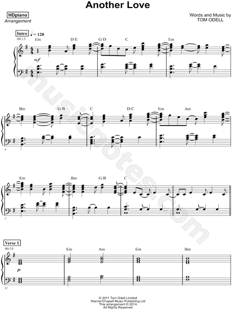 Another Love - Tom Odell (Professional) Sheet music for Piano (Solo)