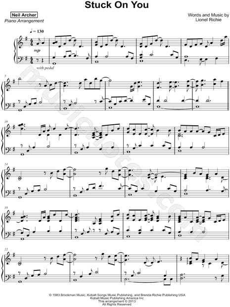 Stuck On You - Piano Solo - Digital Sheet Music